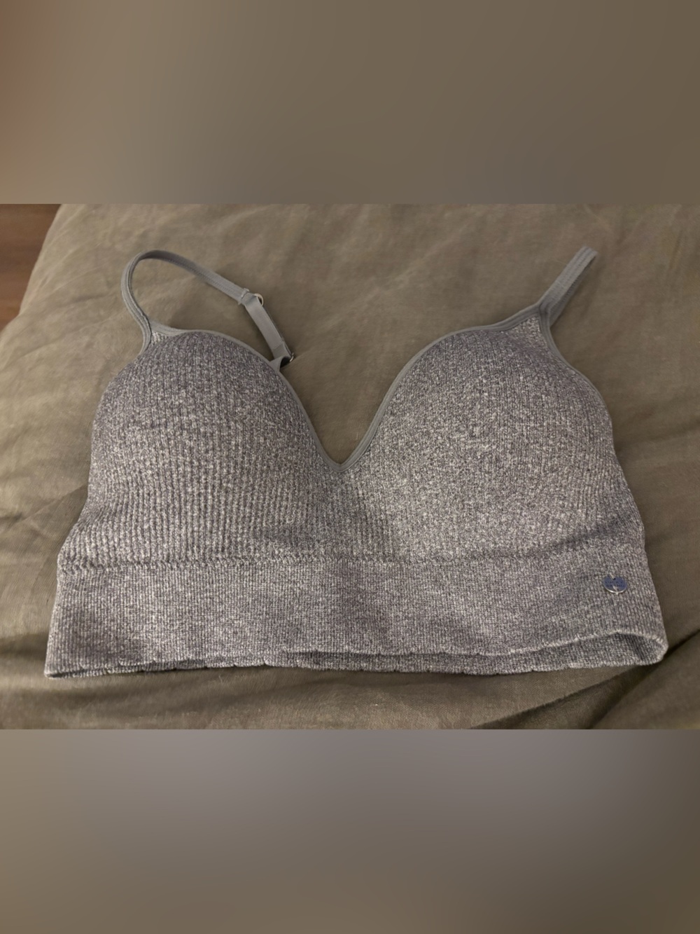 Lucky Brand Heather Gray Ribbed Padded Bralette